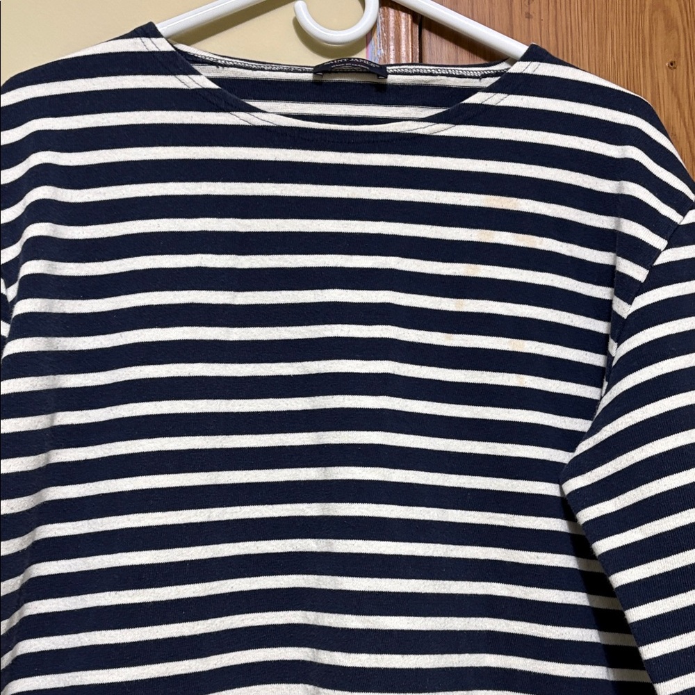 Saint James Navy and White Striped Long Sleeve Tee - Picture 2 of 10